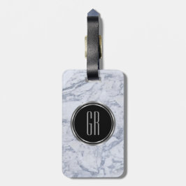 Monogramm Weißes Imitat Marmorsteinmuster Gepäckanhänger