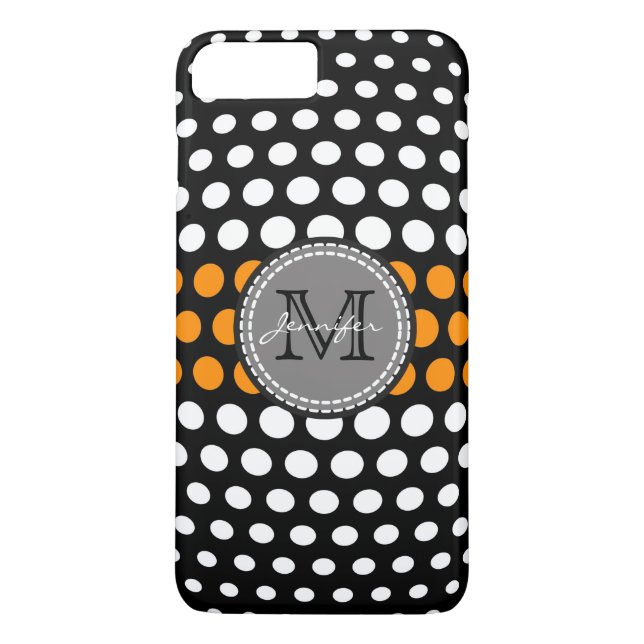 Monogramm, weißes und dunkelorangefarbenes Polka-P Case-Mate iPhone Hülle (Rückseite)