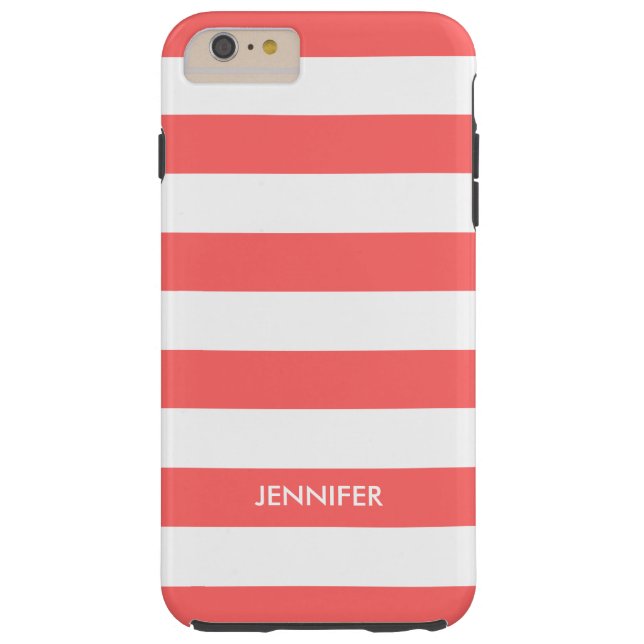 Monogramm Weißstreifen Korallenrot Hintergrund Case-Mate iPhone Hülle (Rückseite)