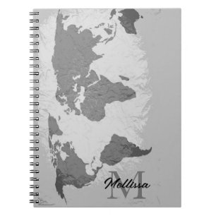 Monogramm Weltkarte Reisender Name Geschenk Gefall Notizblock