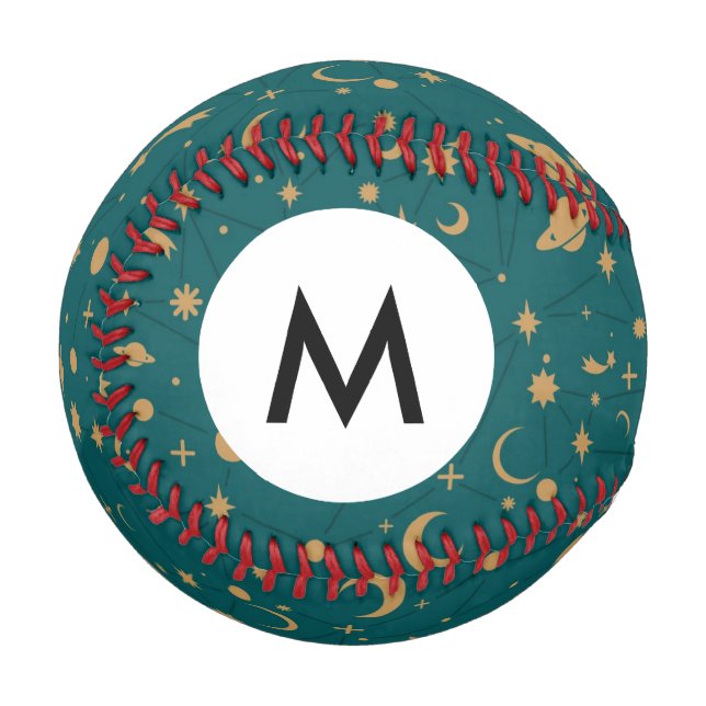 Monogramm-Weltraummuster Baseball (Vorderseite Links)