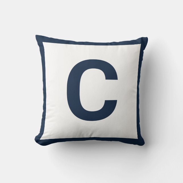 MONOGRAMM WHITE NAVY DOUBLESIDED Cushion Pillow Kissen (Vorderseite)