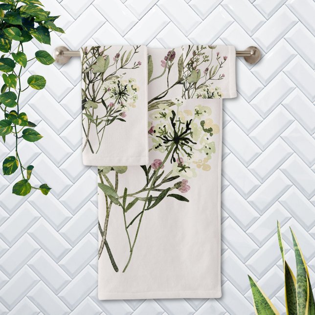 Monogramm Wildblume Bouquet Badhandtuch Set (In situ Bathroom wall)