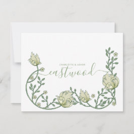 Monogramm-Wildblume für Couponnamen Grüne Blüte Mitteilungskarte