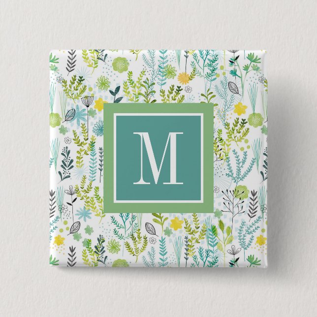 Monogramm | wildes und freies Muster Button (Vorderseite)