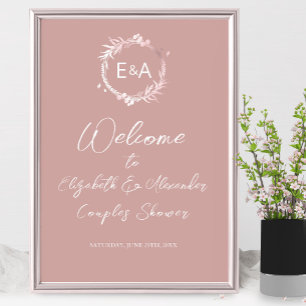 Monogramm-Willkommensschild für Paare zur Babypart Poster