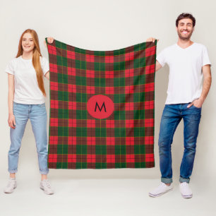 Monogramm Winter Holiday Tartan Muster schottisch Fleecedecke