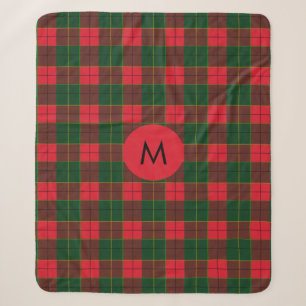 Monogramm Winter Holiday Tartan Muster schottisch Sherpadecke