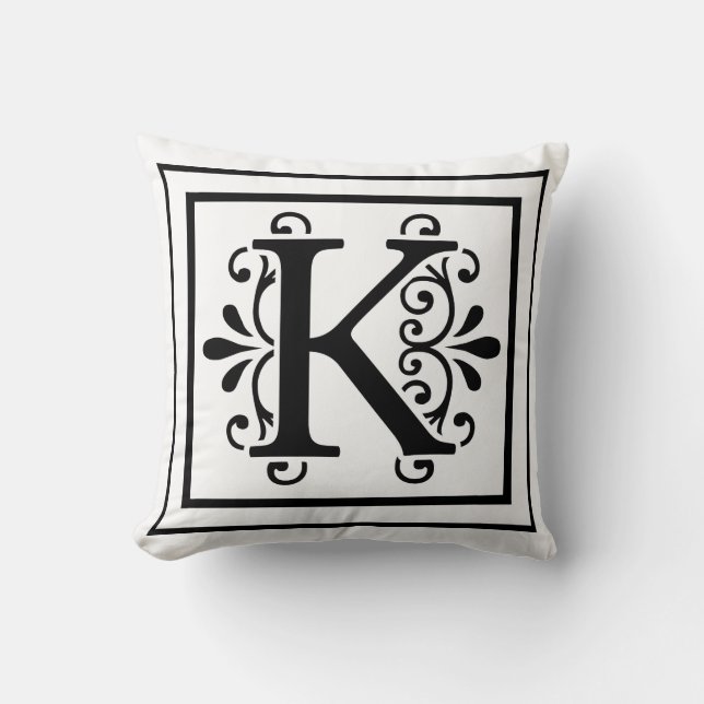 Monogramm-Wurfs-Kissen des Buchstabe-K Kissen (Vorderseite)