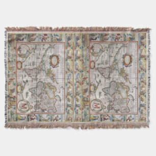 Monogramm-Wurfsdecke der antiken Weltkarte Decke