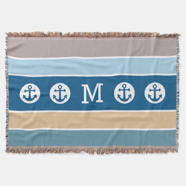 Monogramm-Wurfsdecke des Seeankers Decke (Vorderseite)