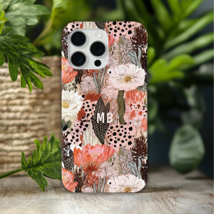 Monogramm Wüsten Boho Blumen Modern Chic Case-Mate iPhone Hülle