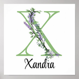 Monogramm X Lavendel-Eukalyptus-Poster für das Kin Poster
