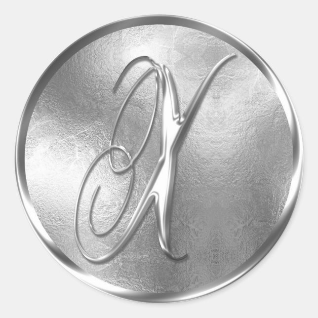 Monogramm X NONMETALLIC Silver Umschlag Aufkleber (Vorderseite)