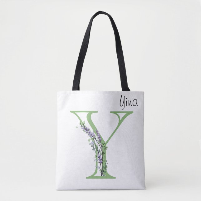 Monogramm Y Lavendel Eukalyptus Tasche (Vorderseite)
