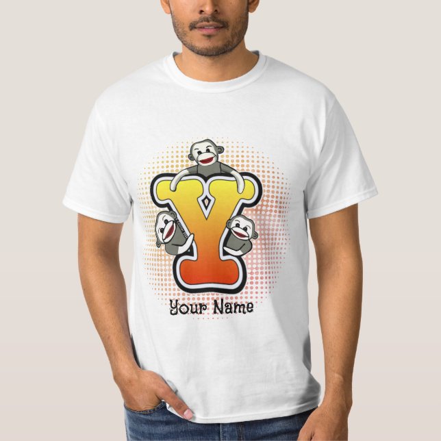 Monogramm Y Sockenaffe T-Shirt (Vorderseite)