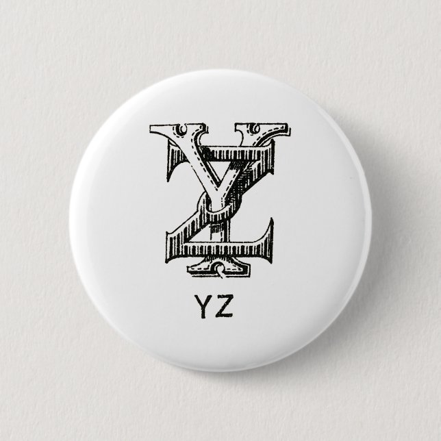 Monogramm Y und Z, Initial Y und Z, Buchstaben Y u Button (Vorderseite)