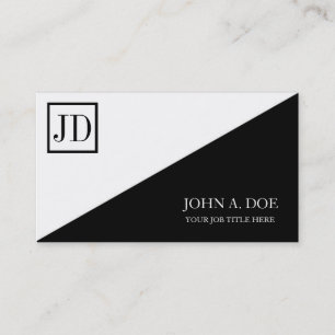 Monogramm YourProfession Square Schwarz-weiß Visitenkarte