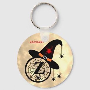Monogramm Z Halloween Himmel Hexe Spinnen Name Schlüsselanhänger