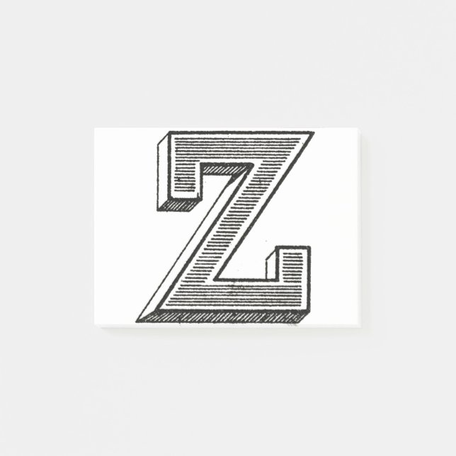 Monogramm Z, Letter Z, Alphabet z, Schwarz und Wei Post-it Klebezettel (Vorderseite)
