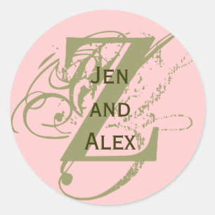 Monogramm Z und Namen Rosa Aufkleber