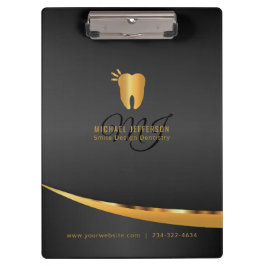 Monogramm-Zahnarzt-Büro - Schwarzes und Gold Klemmbrett