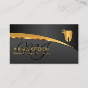 Monogramm-Zahnarzt-Büro - Schwarzes und Gold Visitenkarte