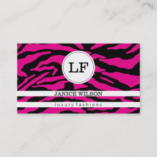 Monogramm Zebra Print (hot pink) Visitenkarte