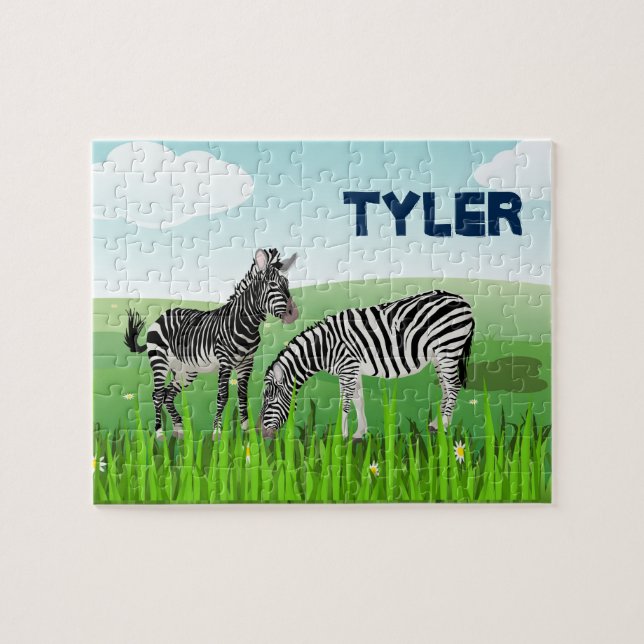 Monogramm Zebra Tier-Puzzle für Kinder (Horizontal)