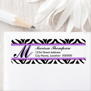 Monogramm Zebradruck und lila Spitze
