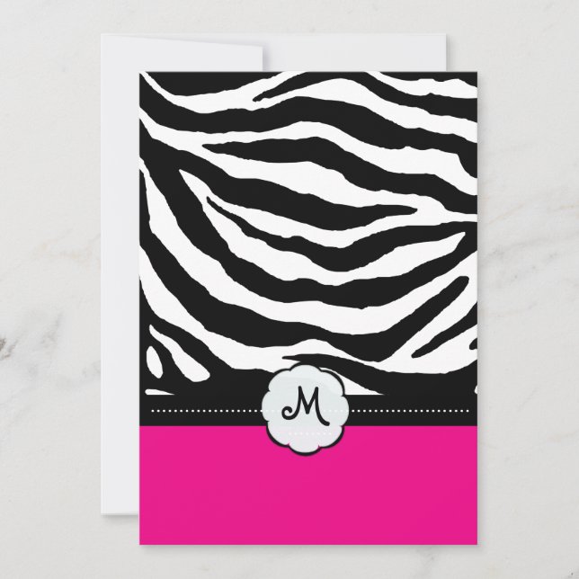 Monogramm/Zebrastreifen Hochzeitseinladungen Einladung (Vorderseite)