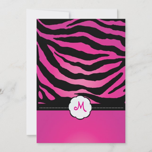 Monogramm/Zebrastreifen Hochzeitseinladungen Einladung (Vorderseite)