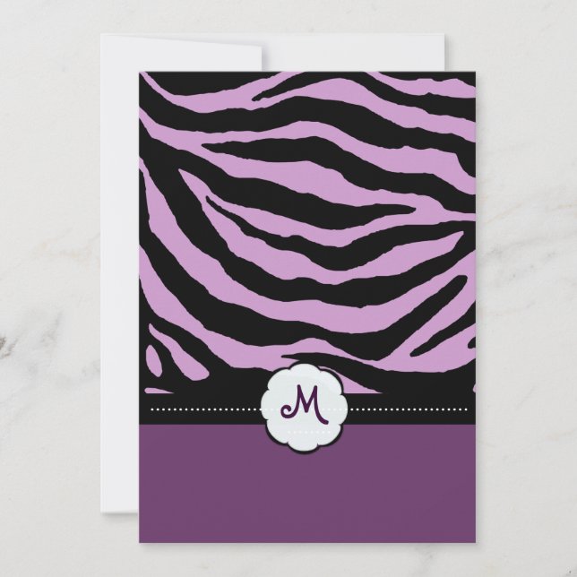 Monogramm/Zebrastreifen Hochzeitseinladungen Einladung (Vorderseite)