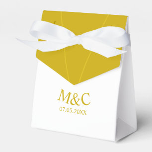 Monogramm-Zent aus Gold und Weiß mit Ribbon Geschenkschachtel