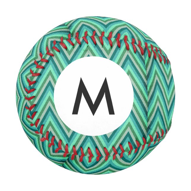 Monogramm Zickzack gestreifter Hintergrund Baseball (Vorderseite Links)