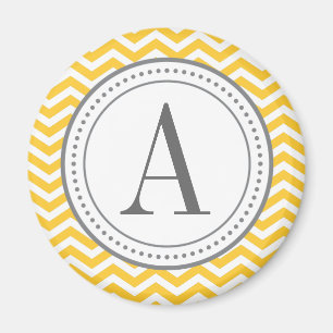 Monogramm-Zickzack Magnet - Gelb und Grau