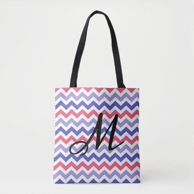 Monogramm Zickzack Muster Tasche (Vorderseite)