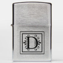 Monogramm Zippo Feuerzeug des Buchstabe-D