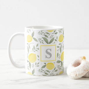 Monogramm Zitronen und Blätter Kaffeetasse