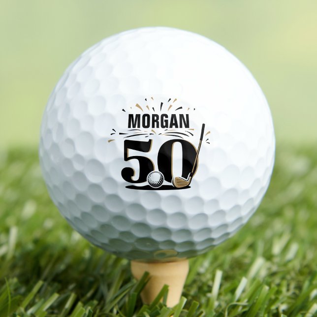 Monogramm zum 50. Geburtstag Golfball (Monogram 50th Birthday Golf Balls)