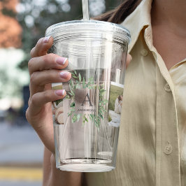 Monogramm Zwei Foto | Personalisierter Grünrahmen Acryltrinkbecher