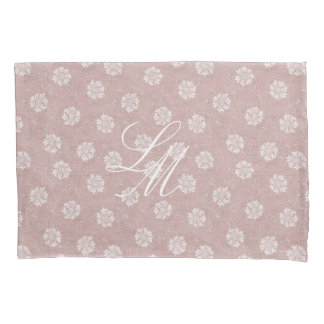Monogramm zweifarbig blau rosa William Morris Ring Kissenbezug