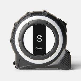 Monogramm Zweifarbig Modern Schwarz und Weiß Maßband