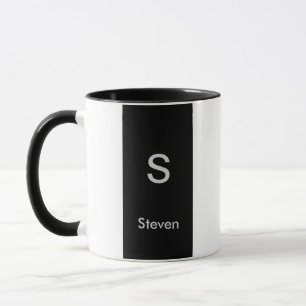 Monogramm Zweifarbig Modern Schwarz und Weiß Tasse