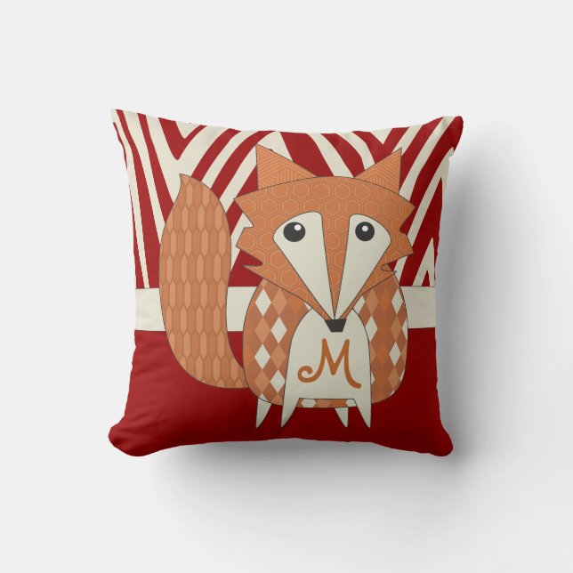 Monogrammatiertes stilisiertes Foxenkissen Kissen (Vorderseite)
