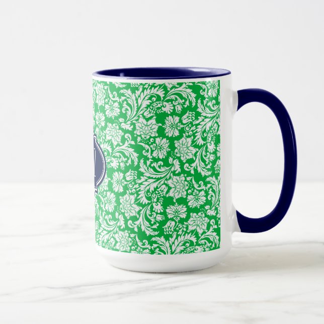 Monogrammatikalische Bright Green & White Floral D Tasse (Rechts)