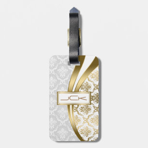 Monogrammatikalische Gold- und Weißblütendampf-Dam Gepäckanhänger