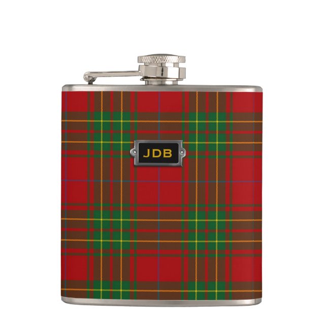 Monogrammatisches Classic Burnett Tartan Kariert F Flachmann (Vorderseite)