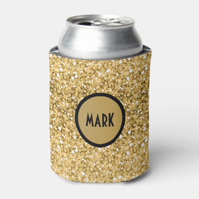 Monogrammatisches Gold Glitzer Muster Dosenkühler (Kanne Vorderseite)