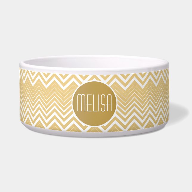 Monogrammatisches Gold und White Zigzag Zickzack Napf (Vorderseite)